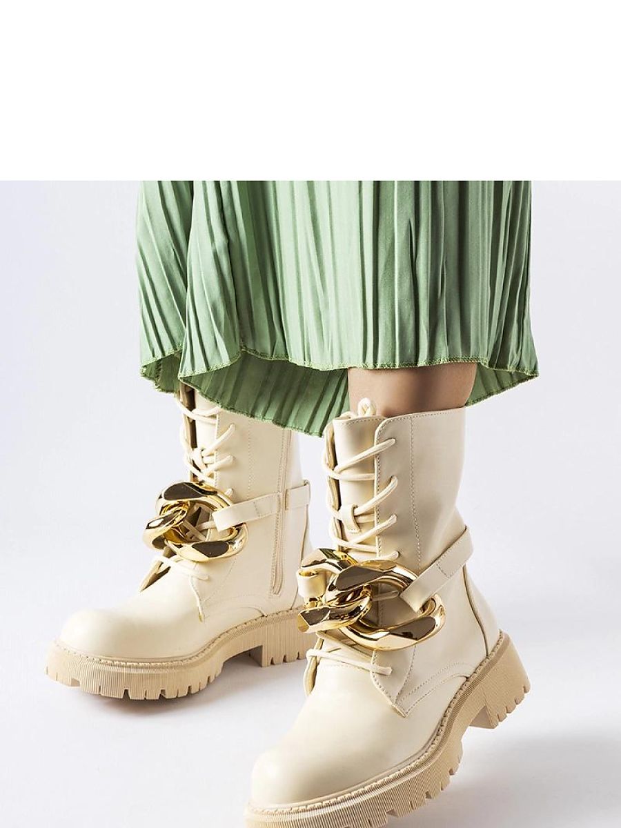 Beżowe traperki z łańcuchem Galar - Solea