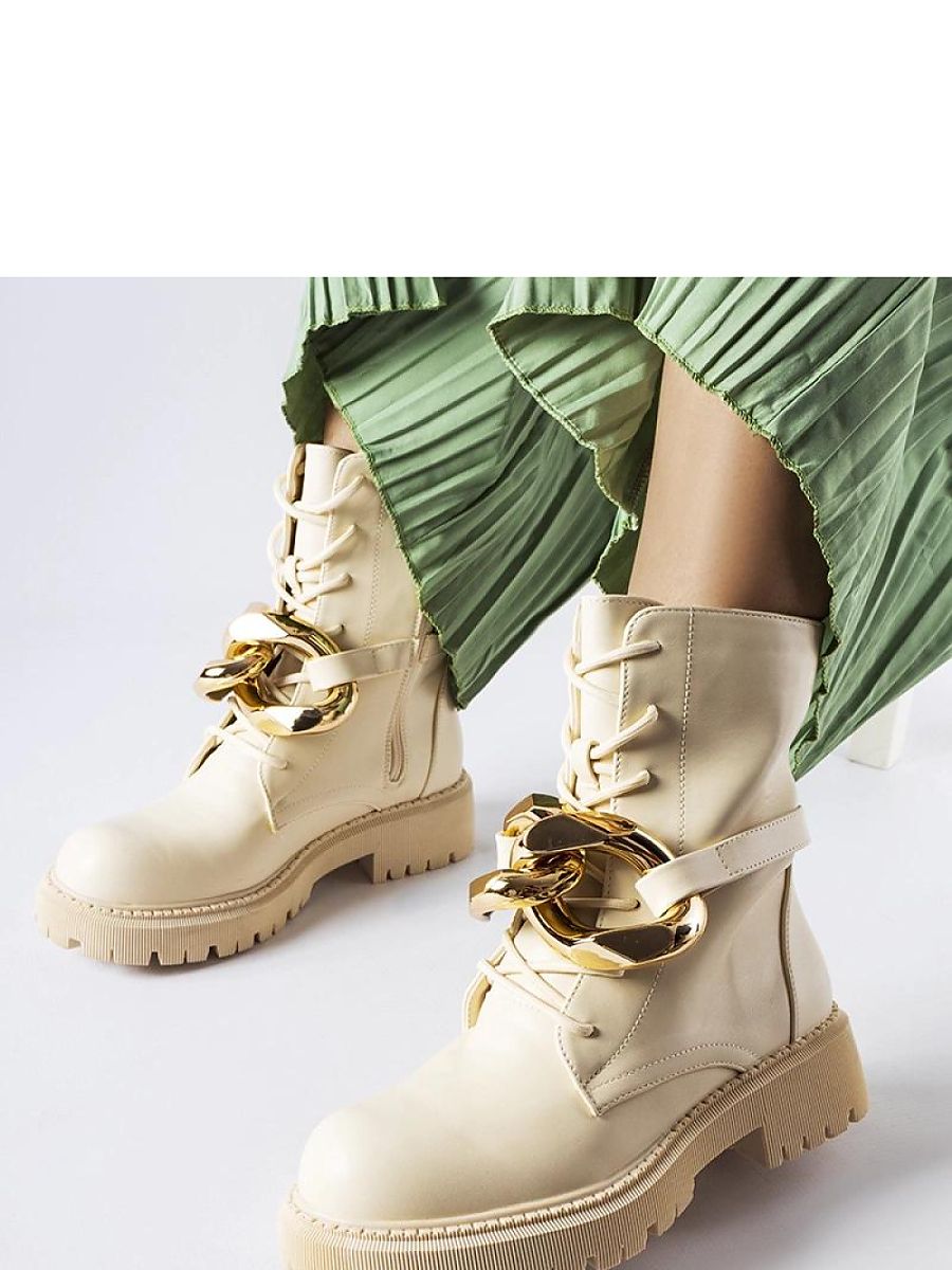 Beżowe traperki z łańcuchem Galar - Solea - obrazek 2