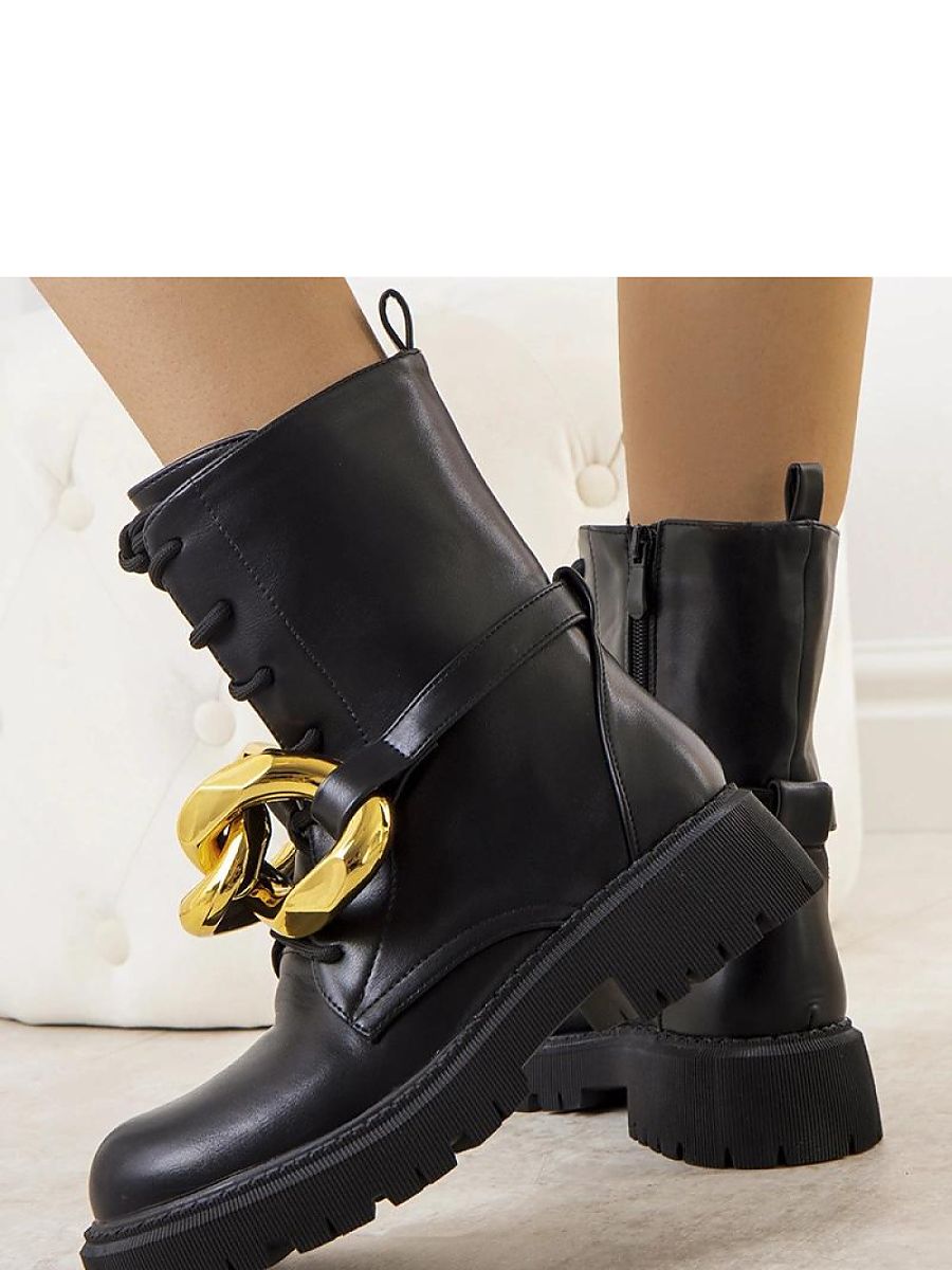 Czarne traperki z łańcuchem Galar - Solea - obrazek 2