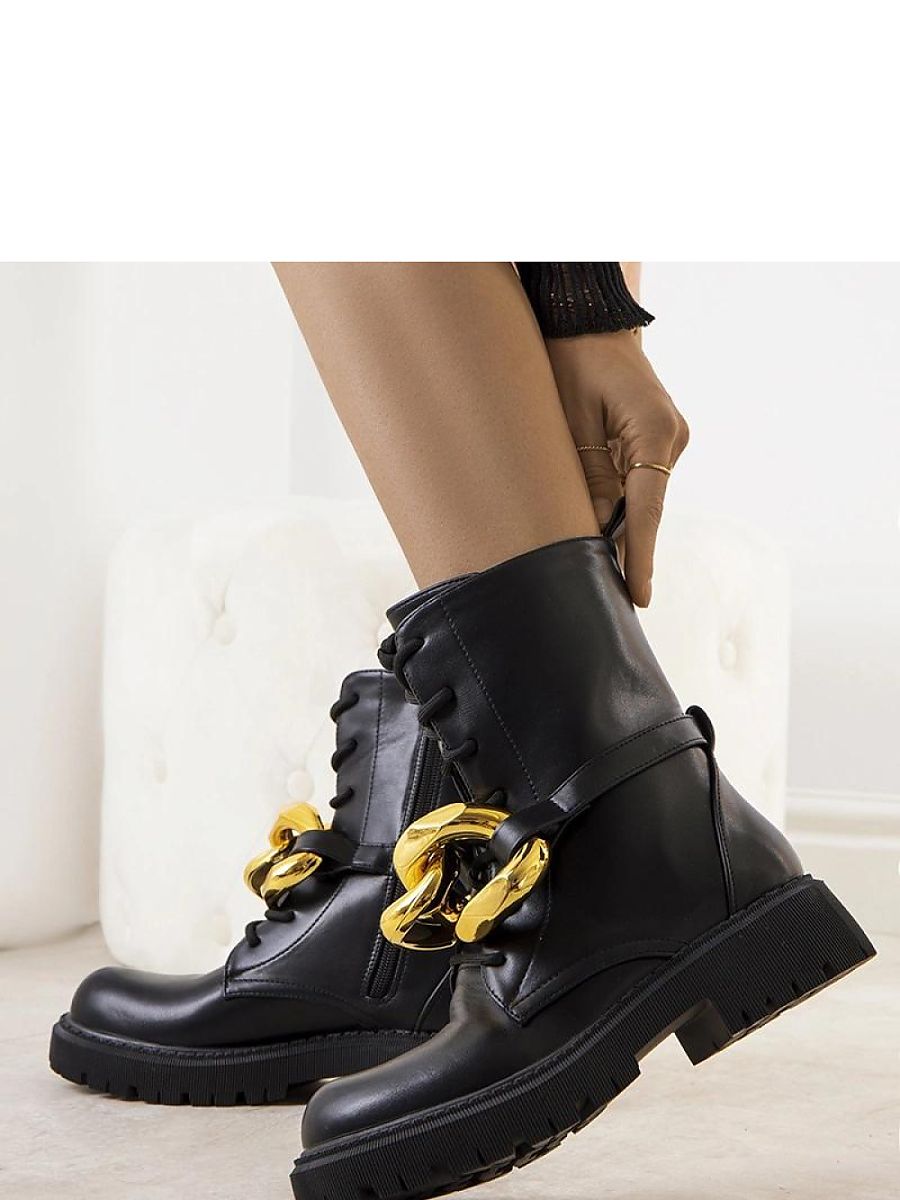 Czarne traperki z łańcuchem Galar - Solea - obrazek 3