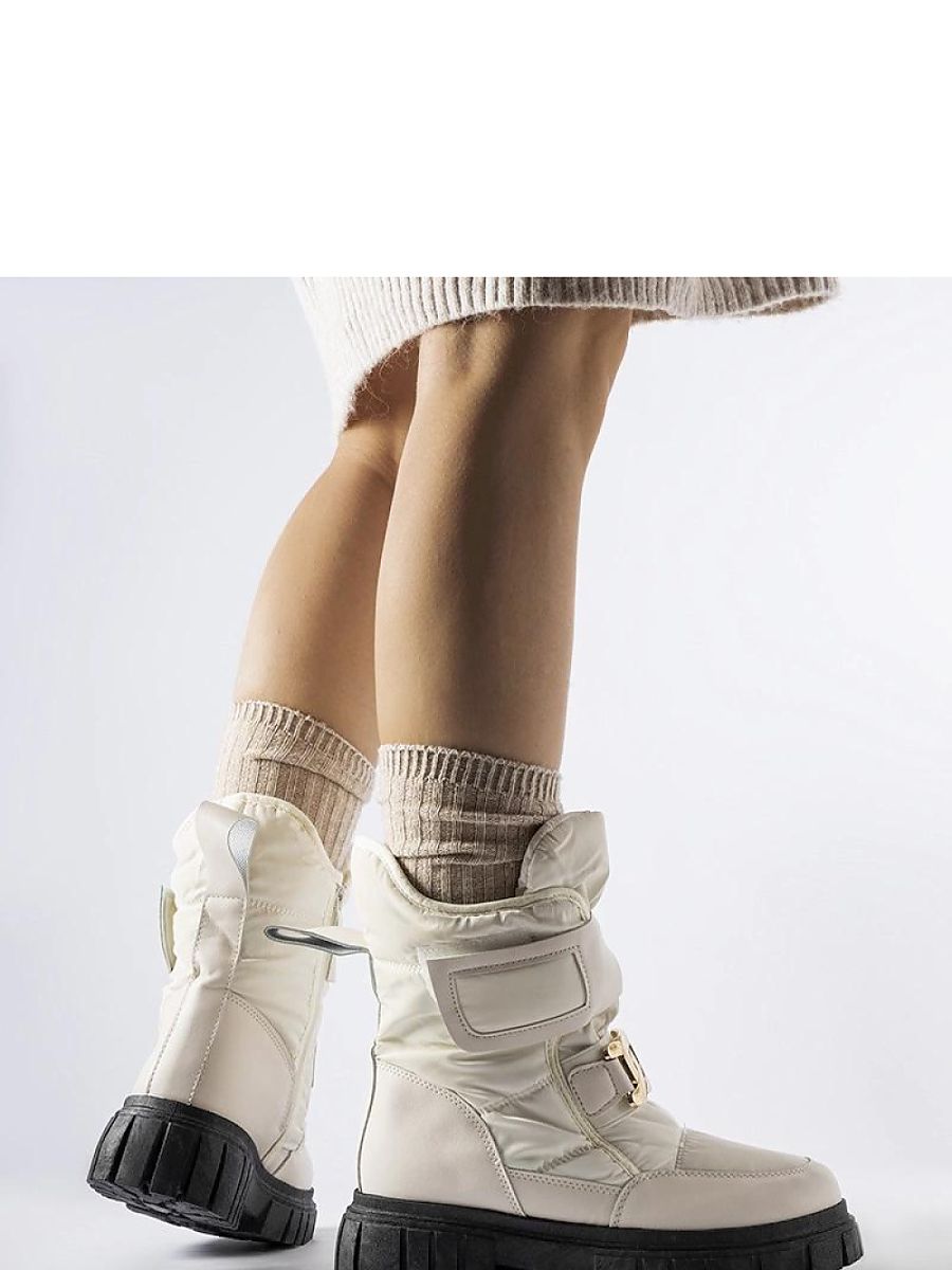 Beżowe śniegowce z ozdobną klamerką Athos - Solea - obrazek 2