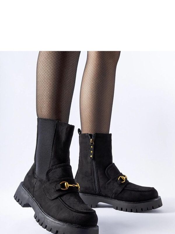 Czarne ocieplane botki z klamerką Overlook - Solea