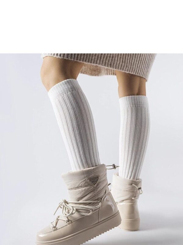 Beżowe ocieplane śniegowce z gumką Oslavia - Solea