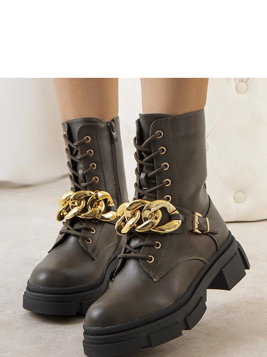 Zielone traperki z łańcuchem Iversen - Solea