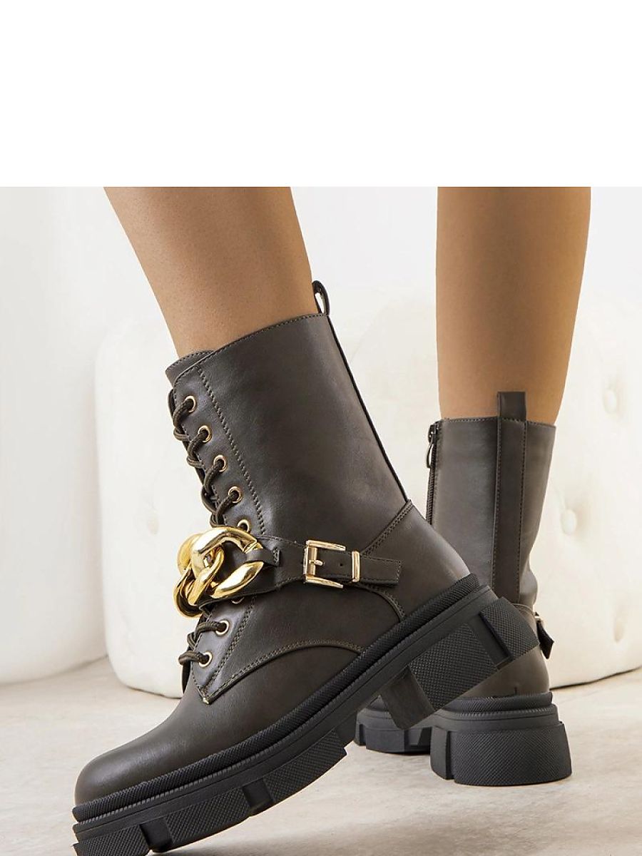 Zielone traperki z łańcuchem Iversen - Solea - obrazek 3