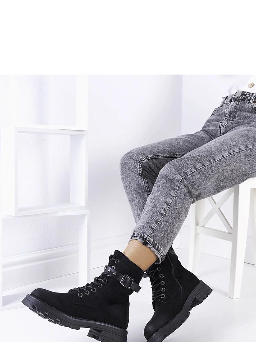 Czarne botki damskie sznurowane Narnclaedra - Solea - obrazek 2