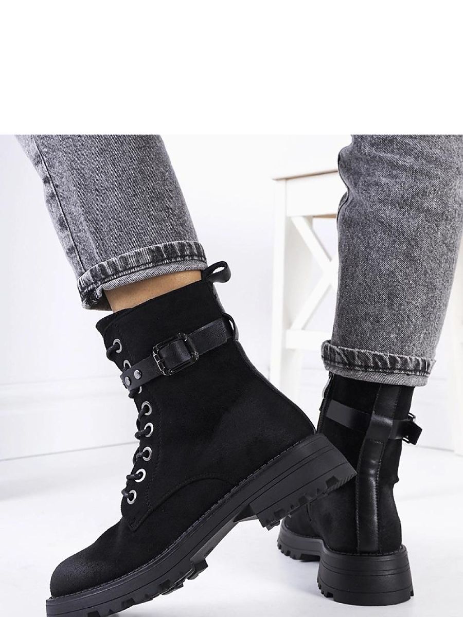 Czarne botki damskie sznurowane Narnclaedra - Solea - obrazek 3