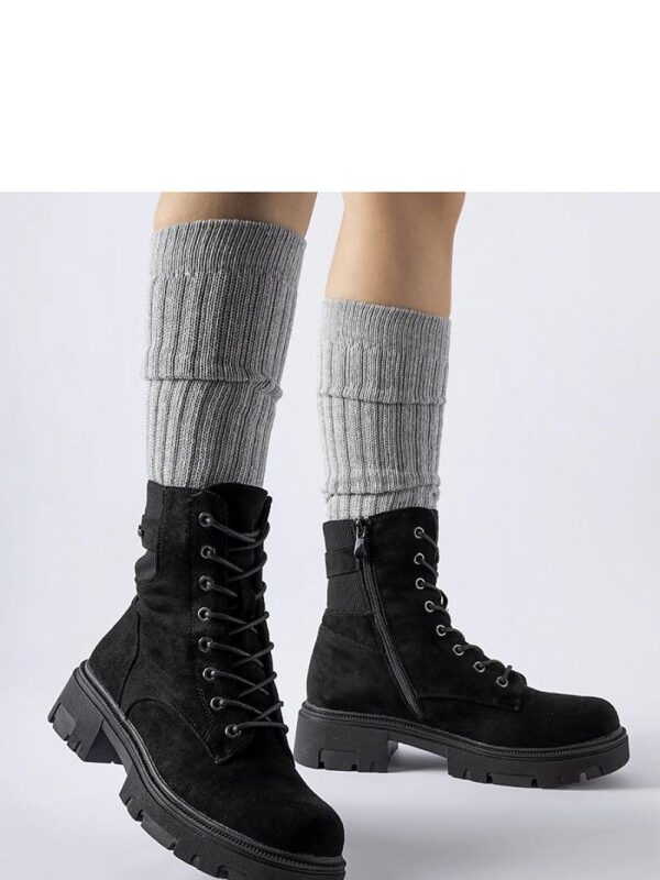 Czarne lekko ocieplane botki eko-zamsz Cunha - Solea