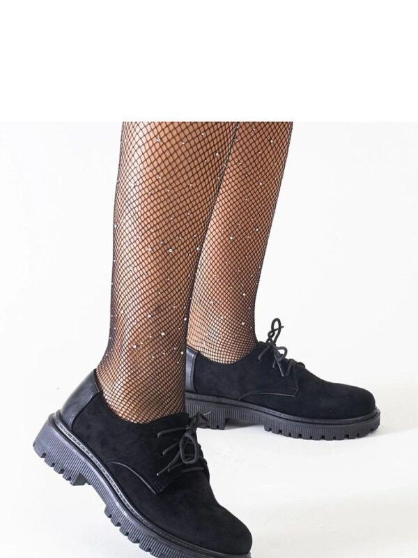 Czarne casualowe sznurowane półbuty z eko-zamszu Kalila - Solea