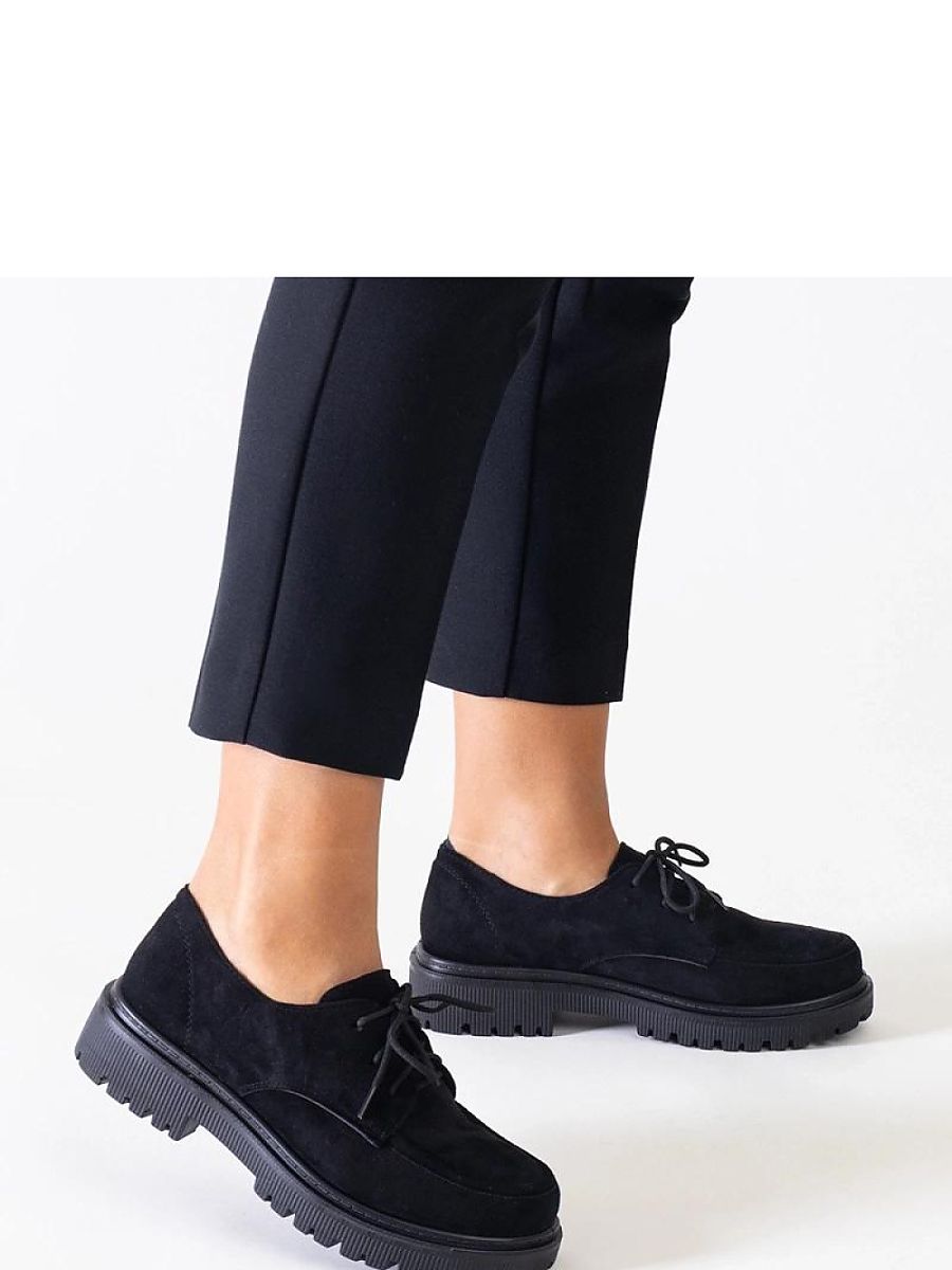Czarne casualowe sznurowane półbuty z eko-zamszu Eduardana - Solea