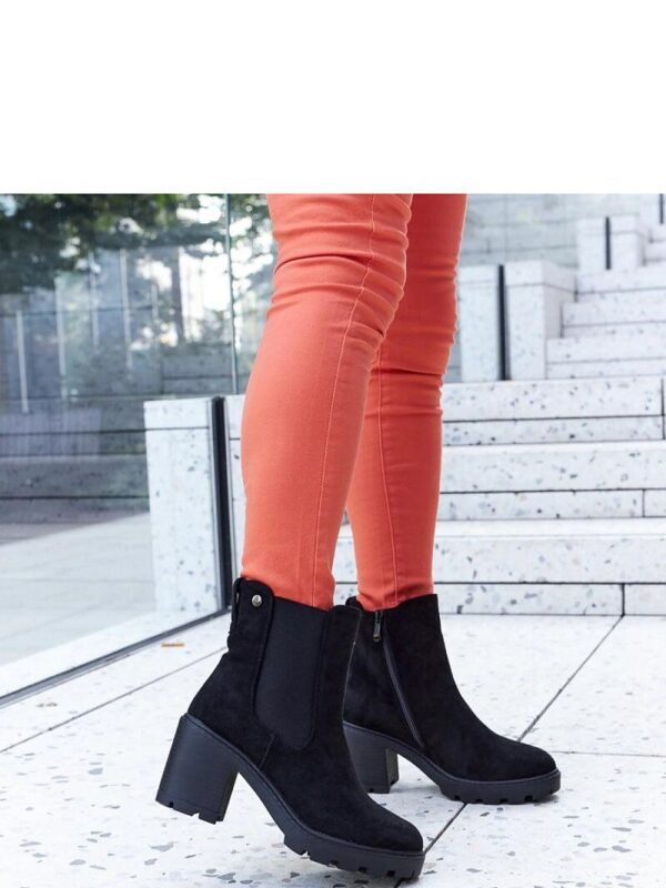 Czarne ocieplane botki eko-zamsz na słupku Caio - Solea