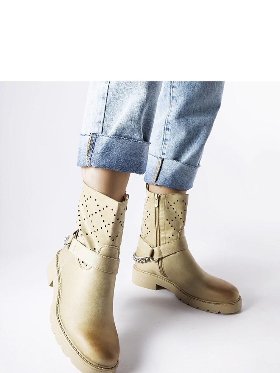 Zielone ażurowe botki z łańcuchem Procopio - Solea