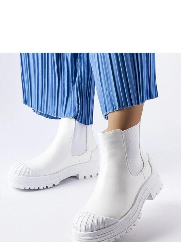 Białe workery z gumowymi wstawkami Lange - Solea