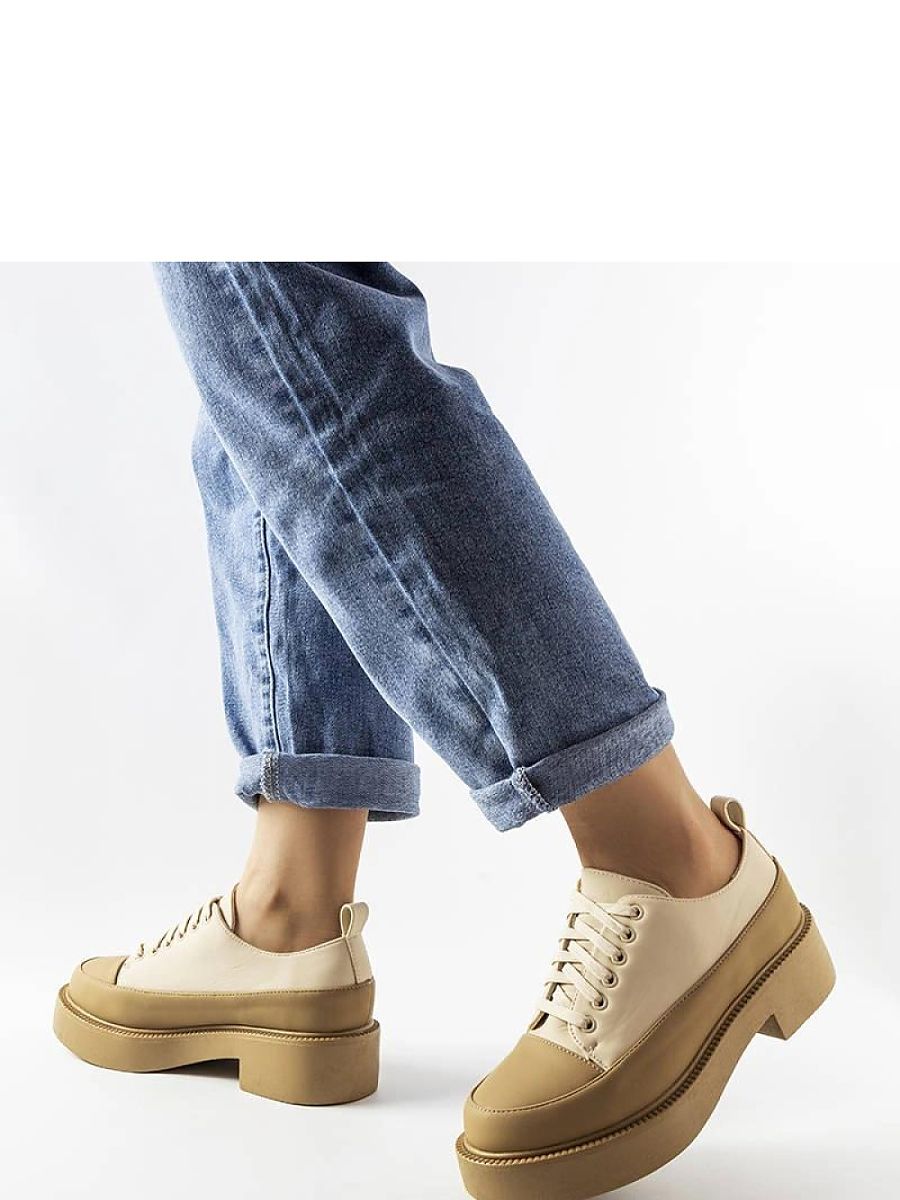 Ciemnobeżowe półbuty na płaskim obcasie Merico - Solea