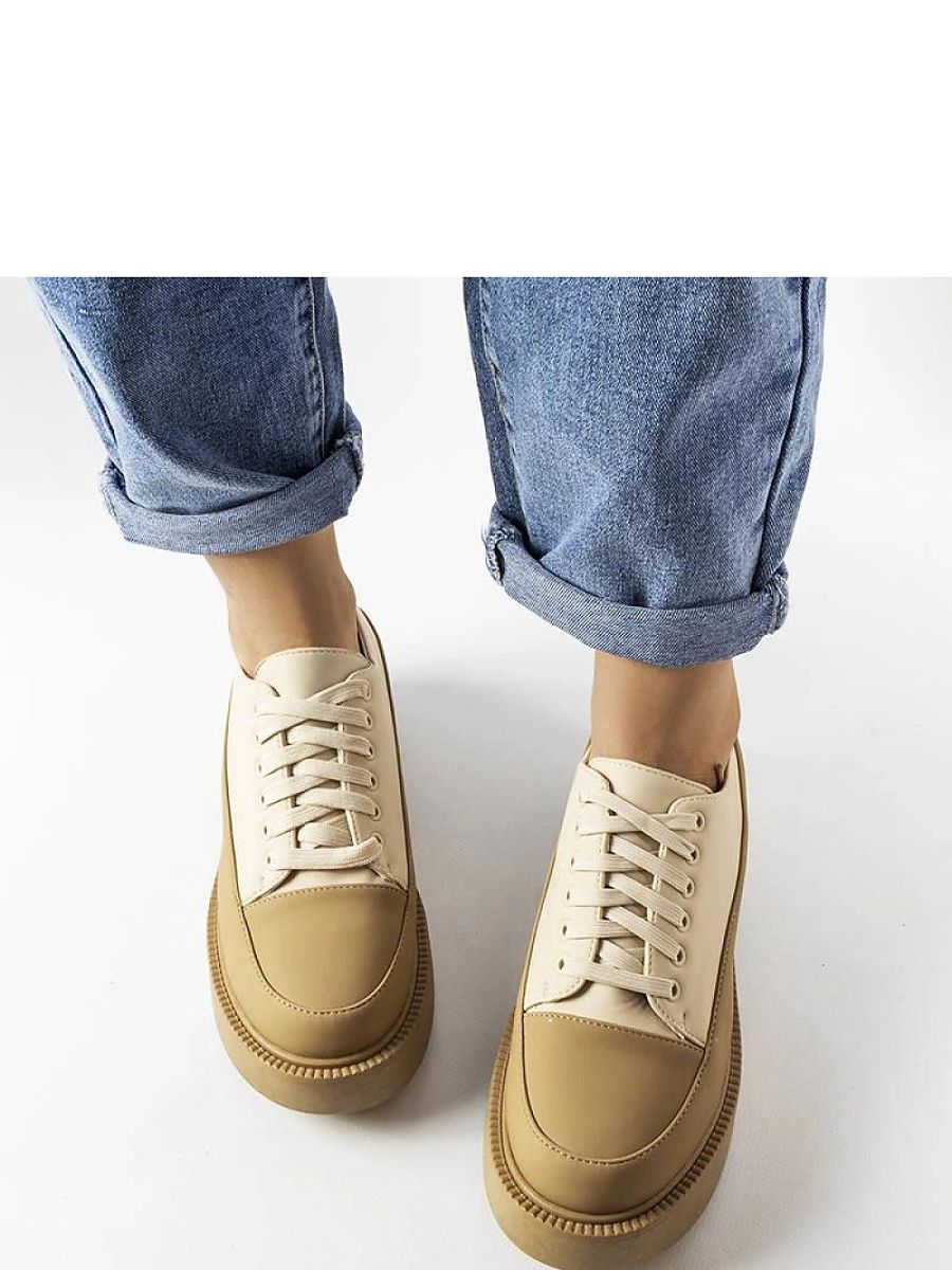 Ciemnobeżowe półbuty na płaskim obcasie Merico - Solea - obrazek 3