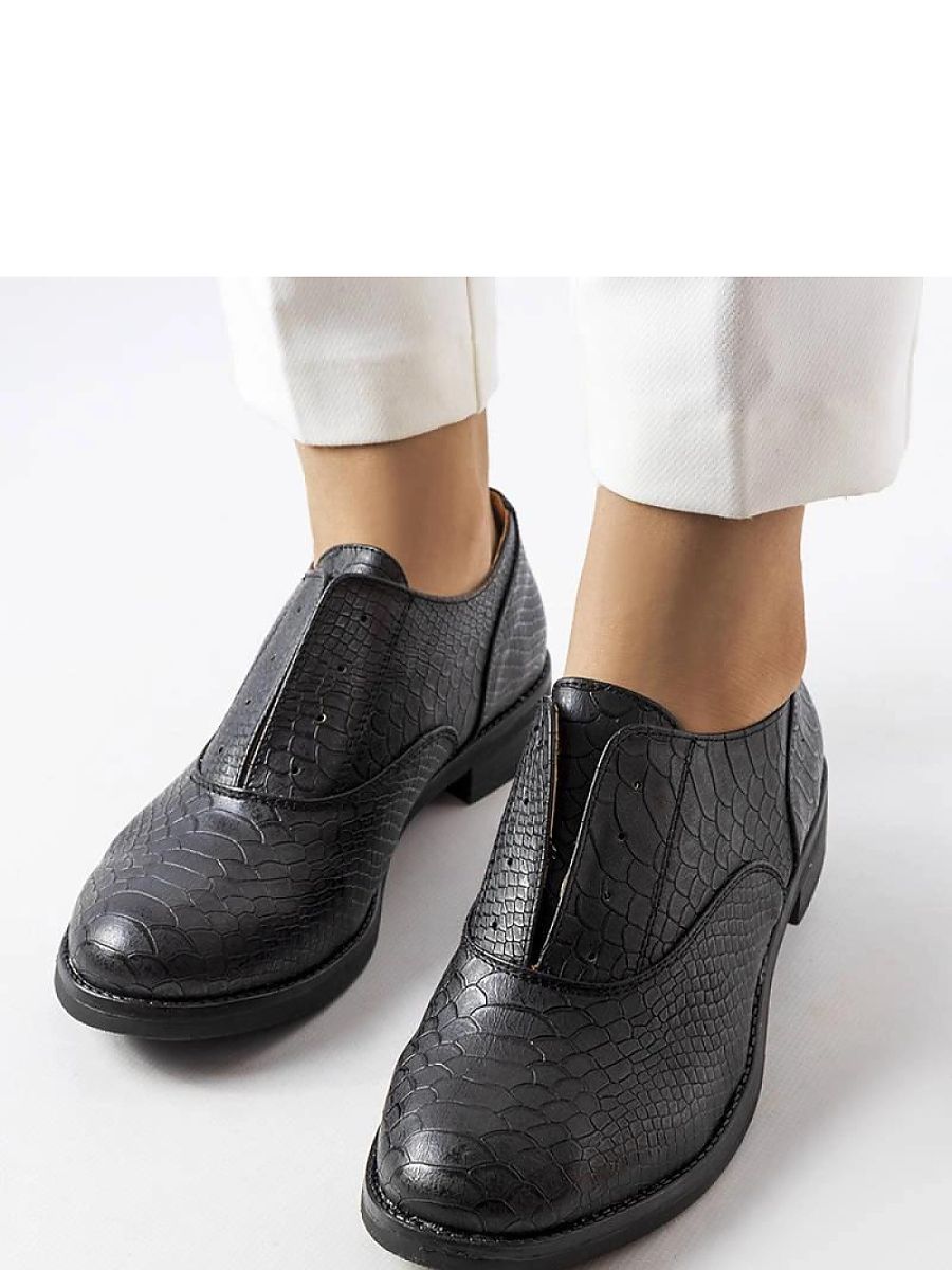 Czarne półbuty wsuwane eko-skóra Morel - Solea - obrazek 3