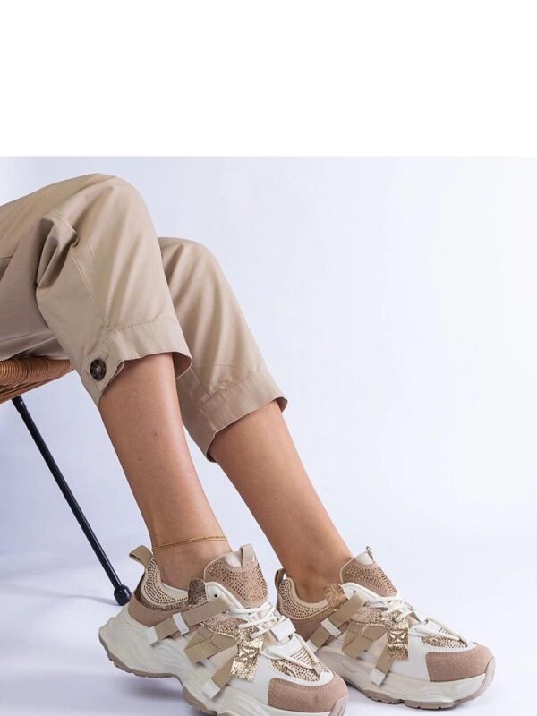 Beżowe sneakersy ze złotymi wstawkami Candra - Solea