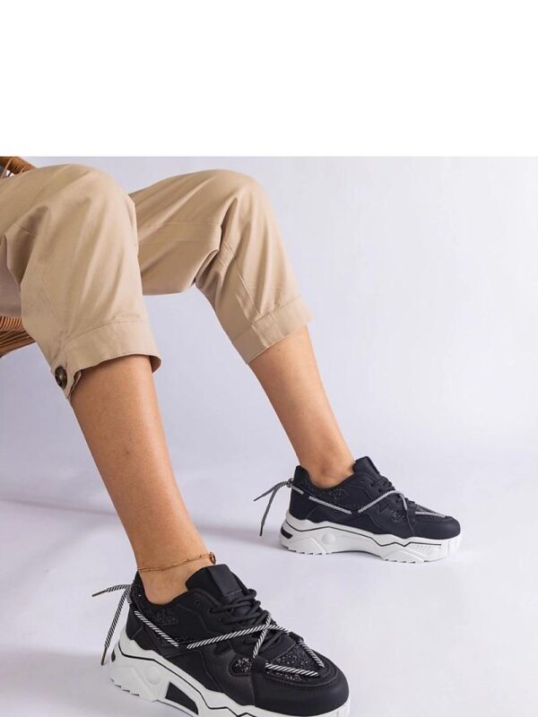 Czarne sneakersy damskie z brokatem Agar - Solea