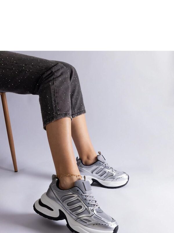 Srebrne damskie sneakersy sportowe Garza - Solea