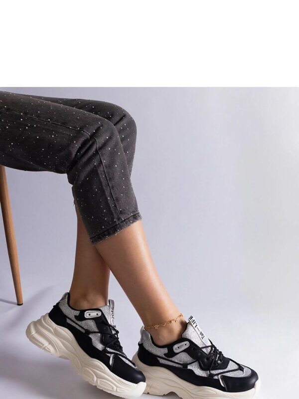 Czarne sneakersy z brokatowymi wstawkami Rigel - Solea