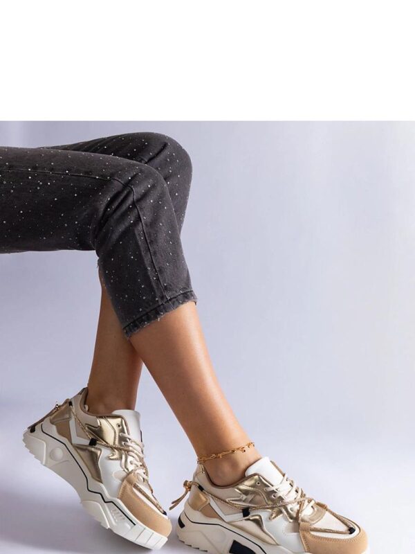 Beżowe sneakersy zdobione cyrkoniowym sznurkiem Valdeza - Solea