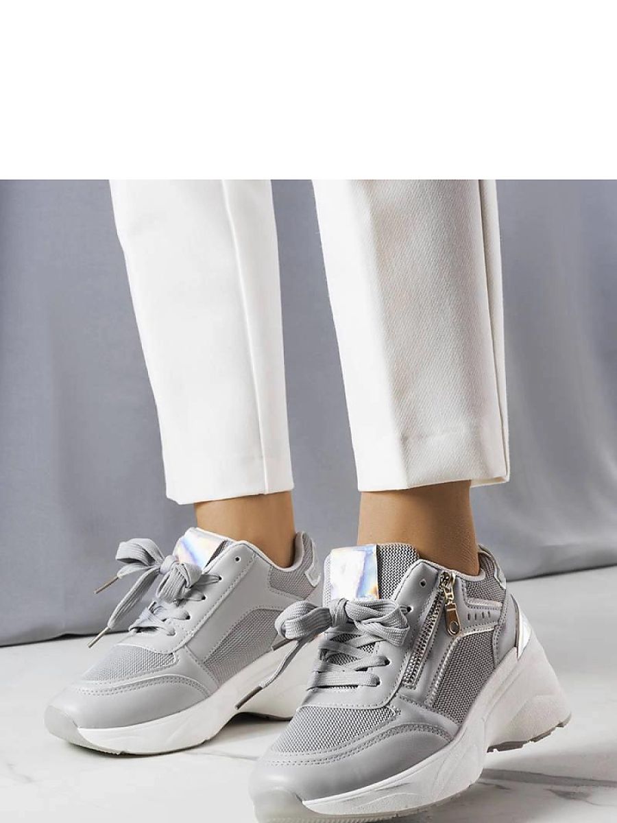 Szare sneakersy na koturnie Stacey - Solea