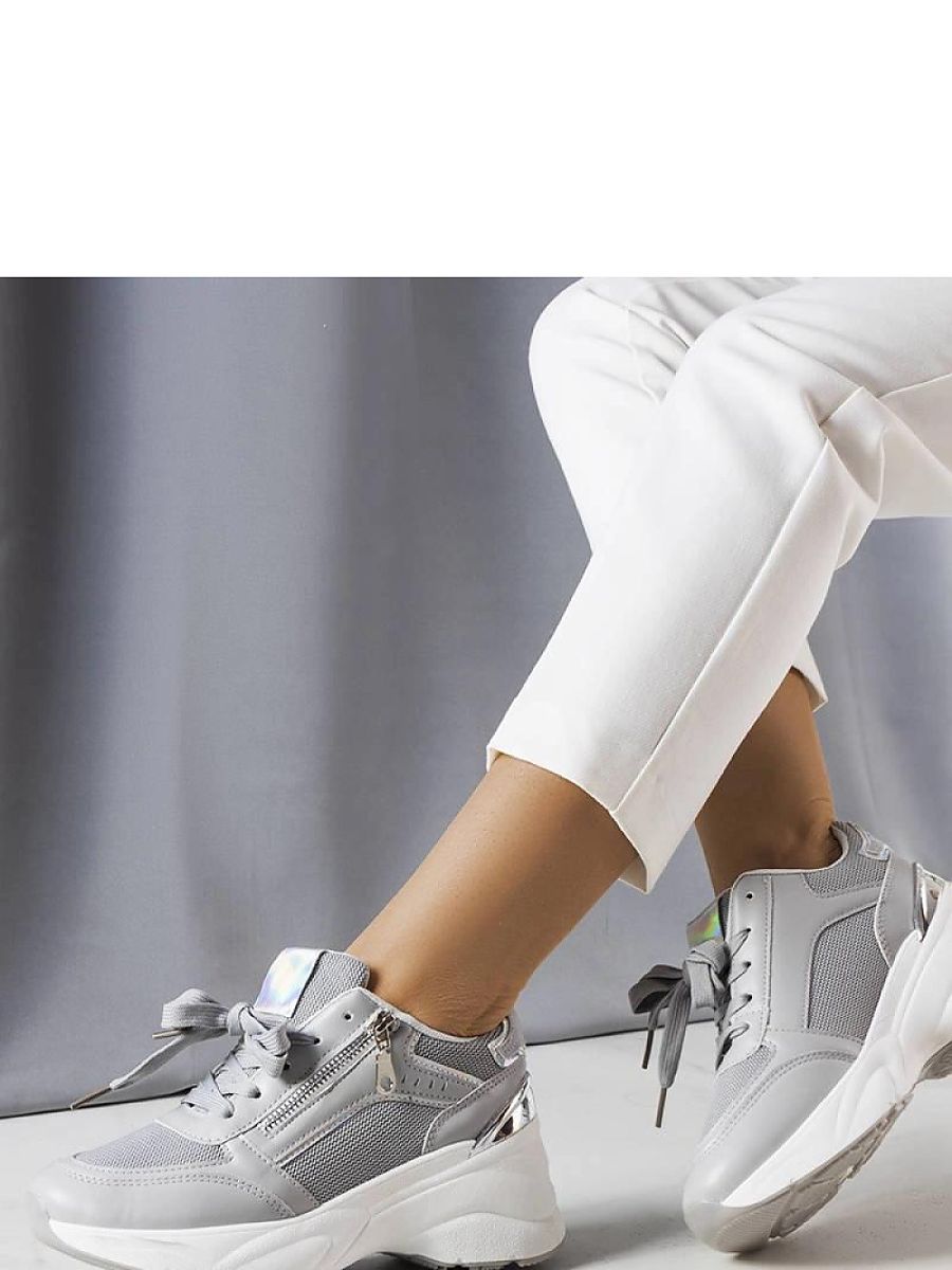 Szare sneakersy na koturnie Stacey - Solea - obrazek 2