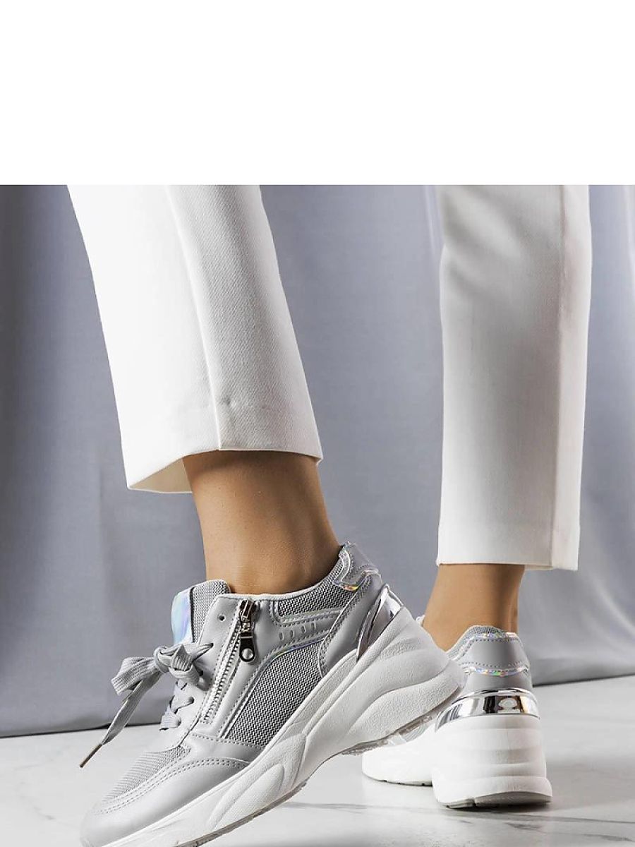 Szare sneakersy na koturnie Stacey - Solea - obrazek 3