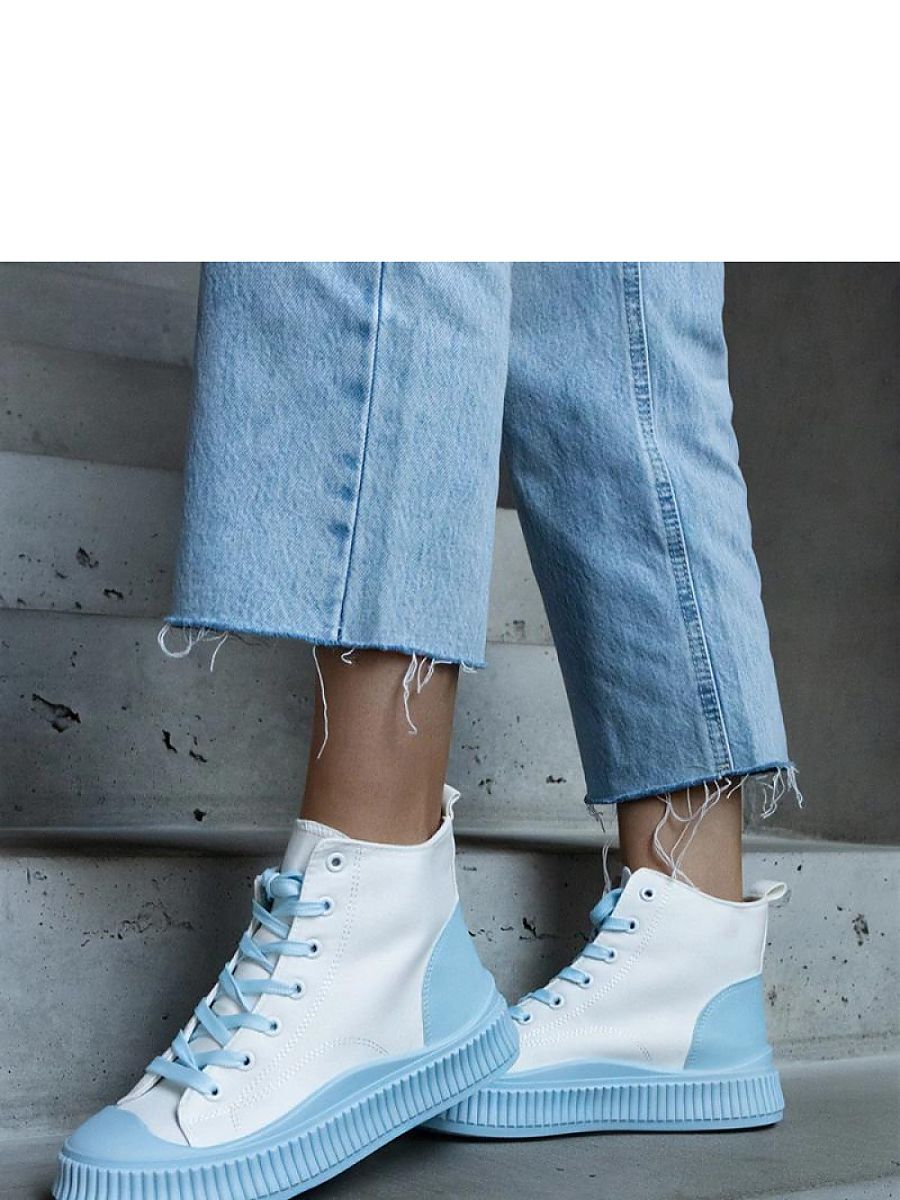 Biało-niebieskie trampki na platformie Terri - Solea - obrazek 2