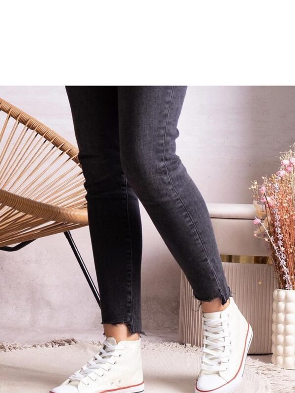 Białe wysokie trampki z siateczki błyszczącej Ranifali - Solea