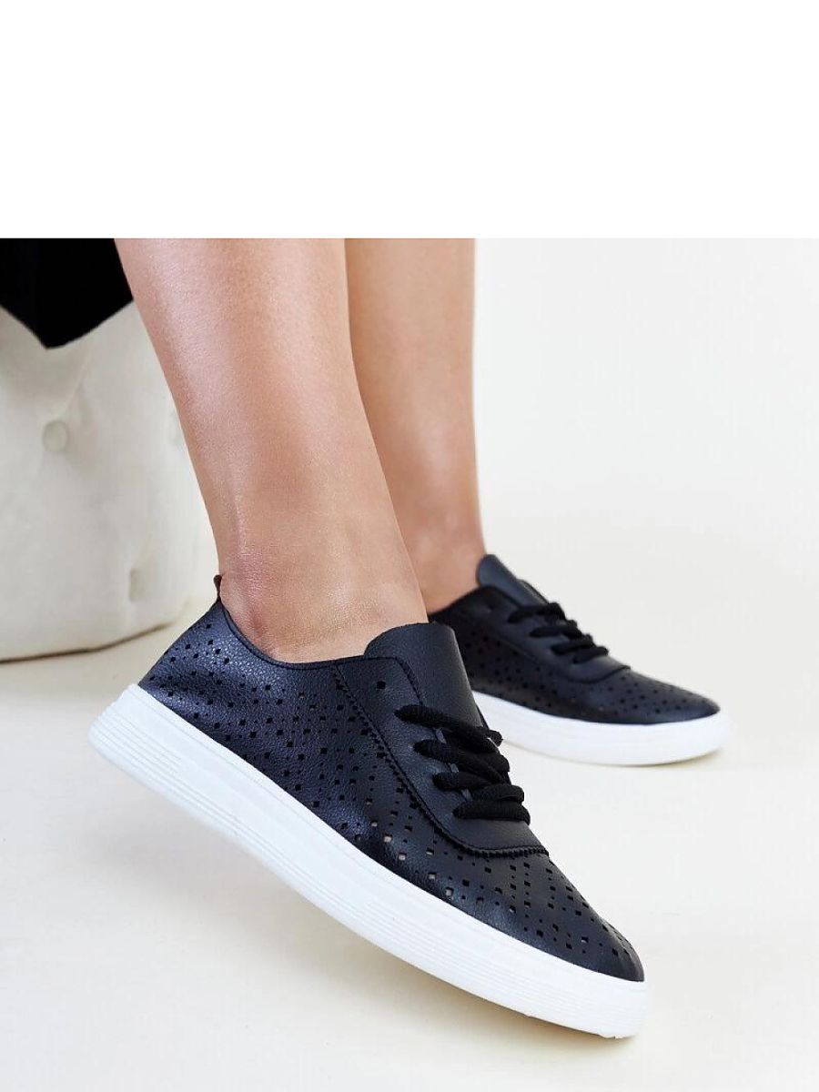 Czarne ażurowe tenisówki Manoek - Solea