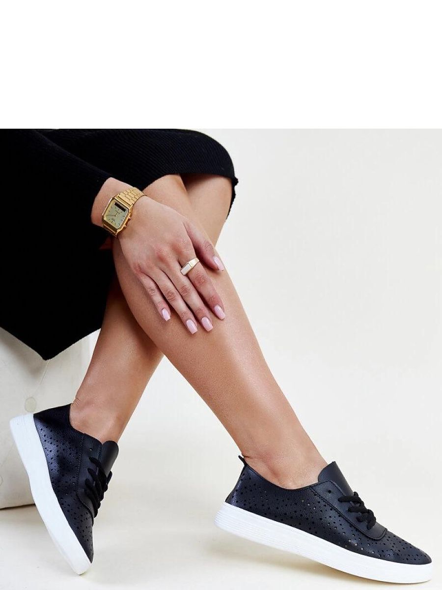 Czarne ażurowe tenisówki Manoek - Solea - obrazek 2