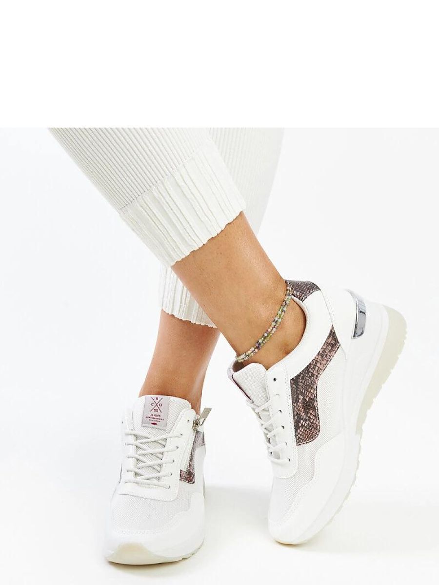 Białe sneakersy damskie na koturnie CROSS JEANS - Solea - obrazek 3