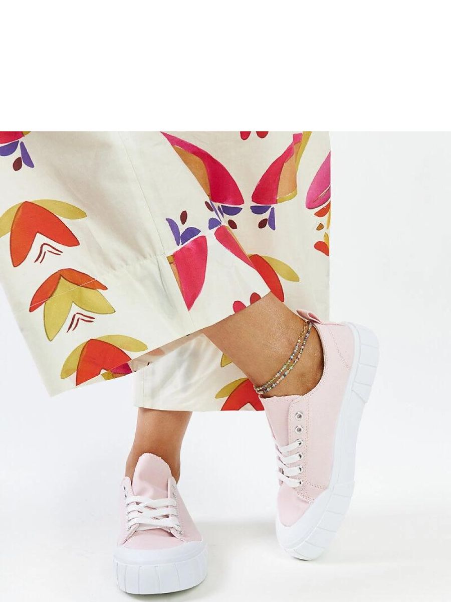 Różowe materiałowe trampki Eduarda - Solea - obrazek 4