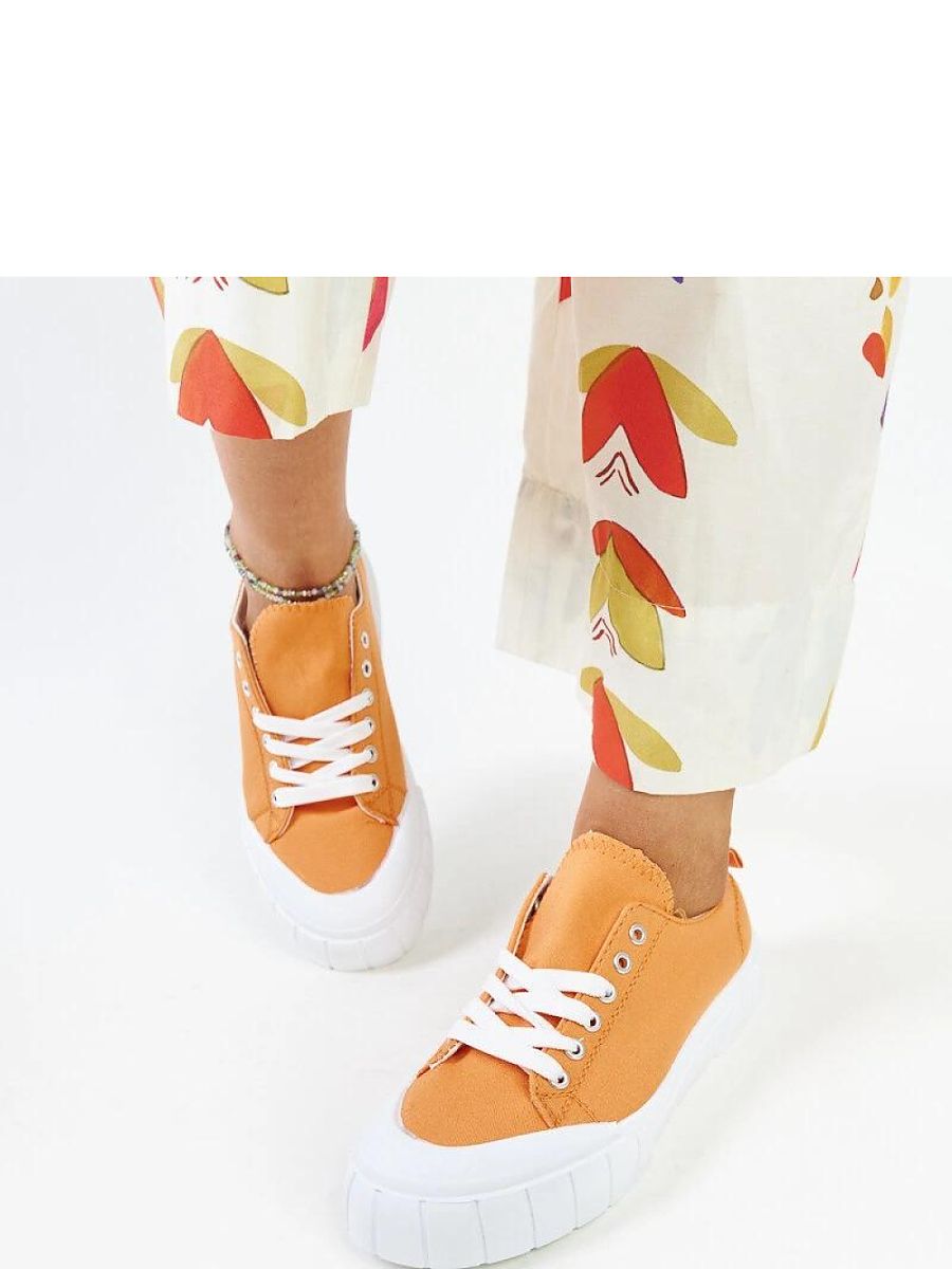 Pomarańczowe materiałowe trampki Eduarda - Solea - obrazek 2