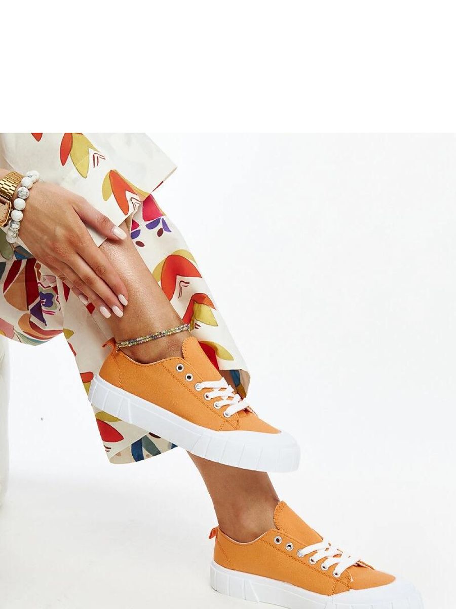 Pomarańczowe materiałowe trampki Eduarda - Solea - obrazek 3