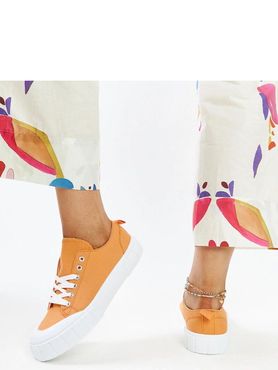 Pomarańczowe materiałowe trampki Eduarda - Solea - obrazek 4