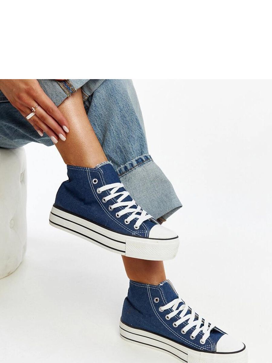 Jeansowe wysokie trampki na grubej podeszwie Bagy - Solea