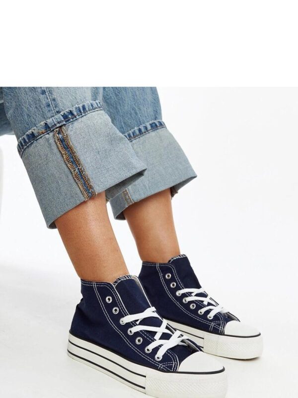 Granatowe wysokie trampki na grubej podeszwie Bagy - Solea