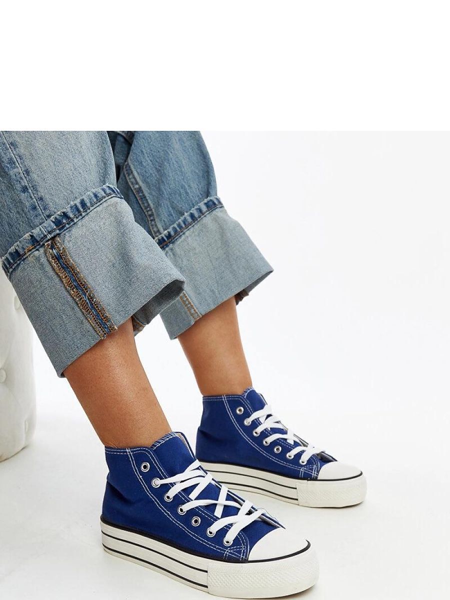 Niebieskie wysokie trampki na grubej podeszwie Bagy - Solea