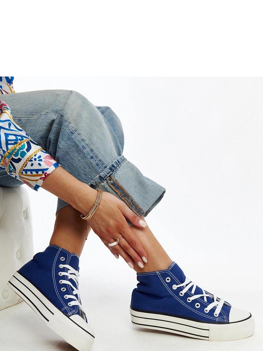 Niebieskie wysokie trampki na grubej podeszwie Bagy - Solea - obrazek 2