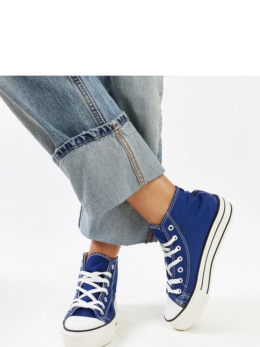 Niebieskie wysokie trampki na grubej podeszwie Bagy - Solea - obrazek 3