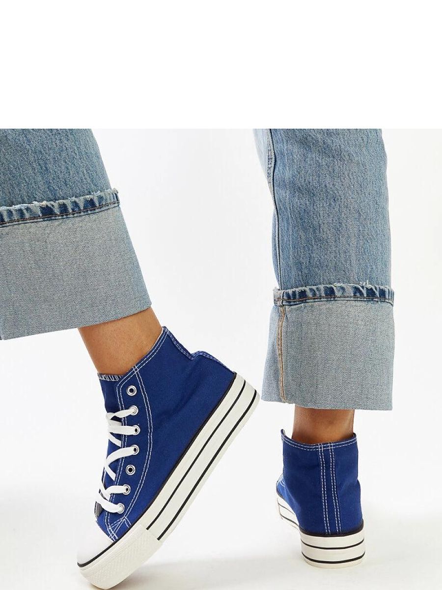 Niebieskie wysokie trampki na grubej podeszwie Bagy - Solea - obrazek 4