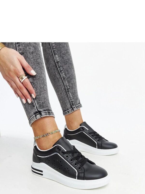 Czarne sneakersy ażurowe z brokatem Zorka - Solea