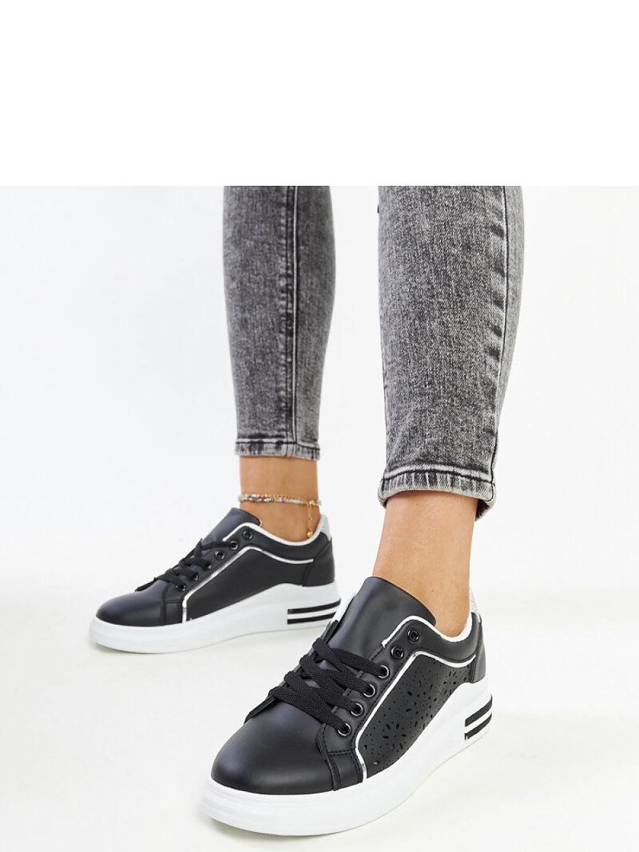 Czarne sneakersy ażurowe z brokatem Zorka - Solea - obrazek 3