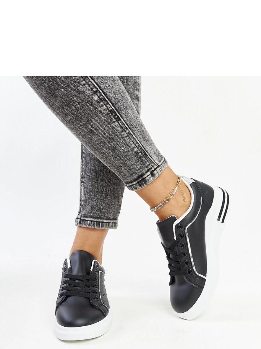 Czarne sneakersy ażurowe z brokatem Zorka - Solea - obrazek 4