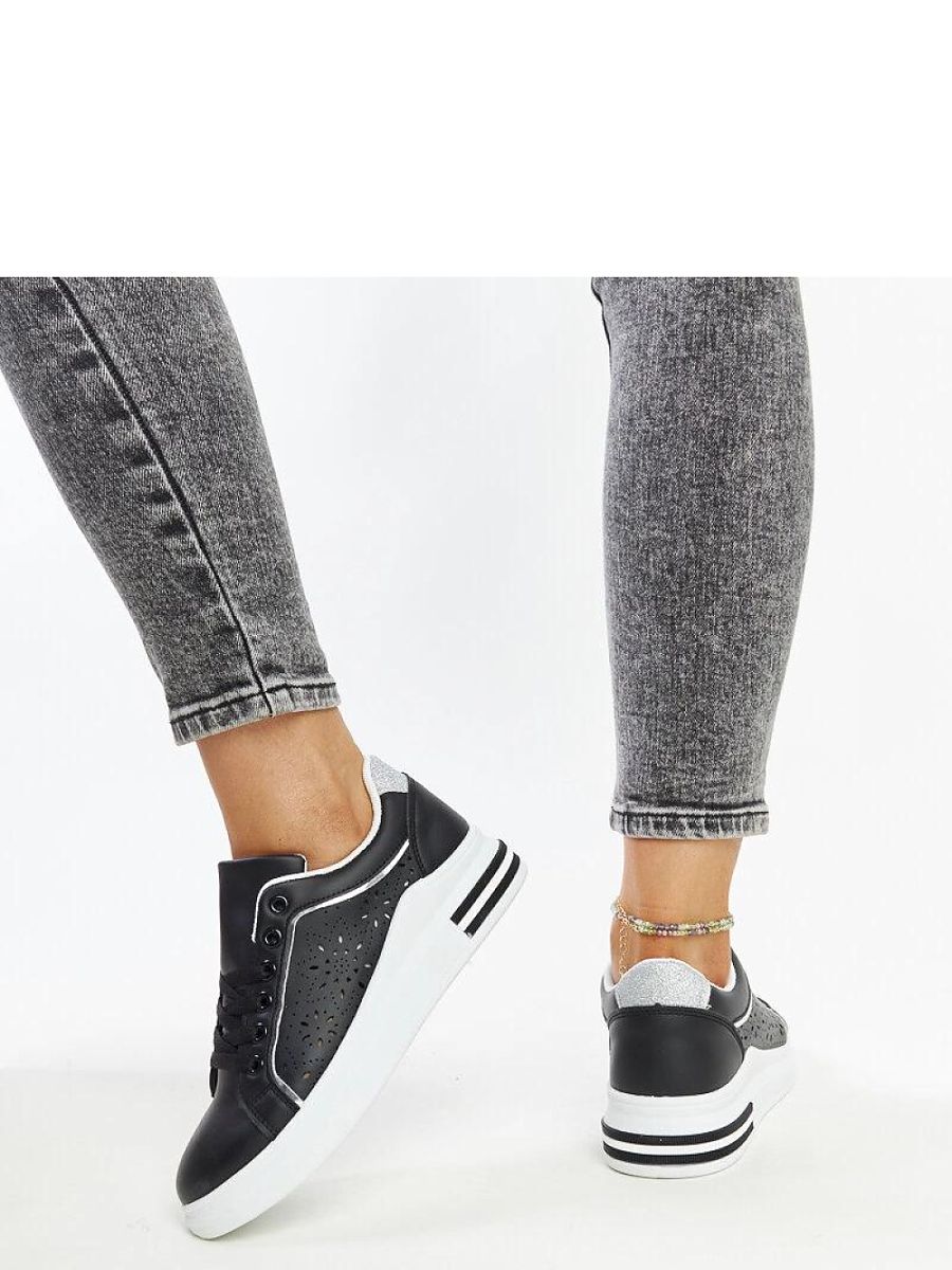 Czarne sneakersy ażurowe z brokatem Zorka - Solea - obrazek 5