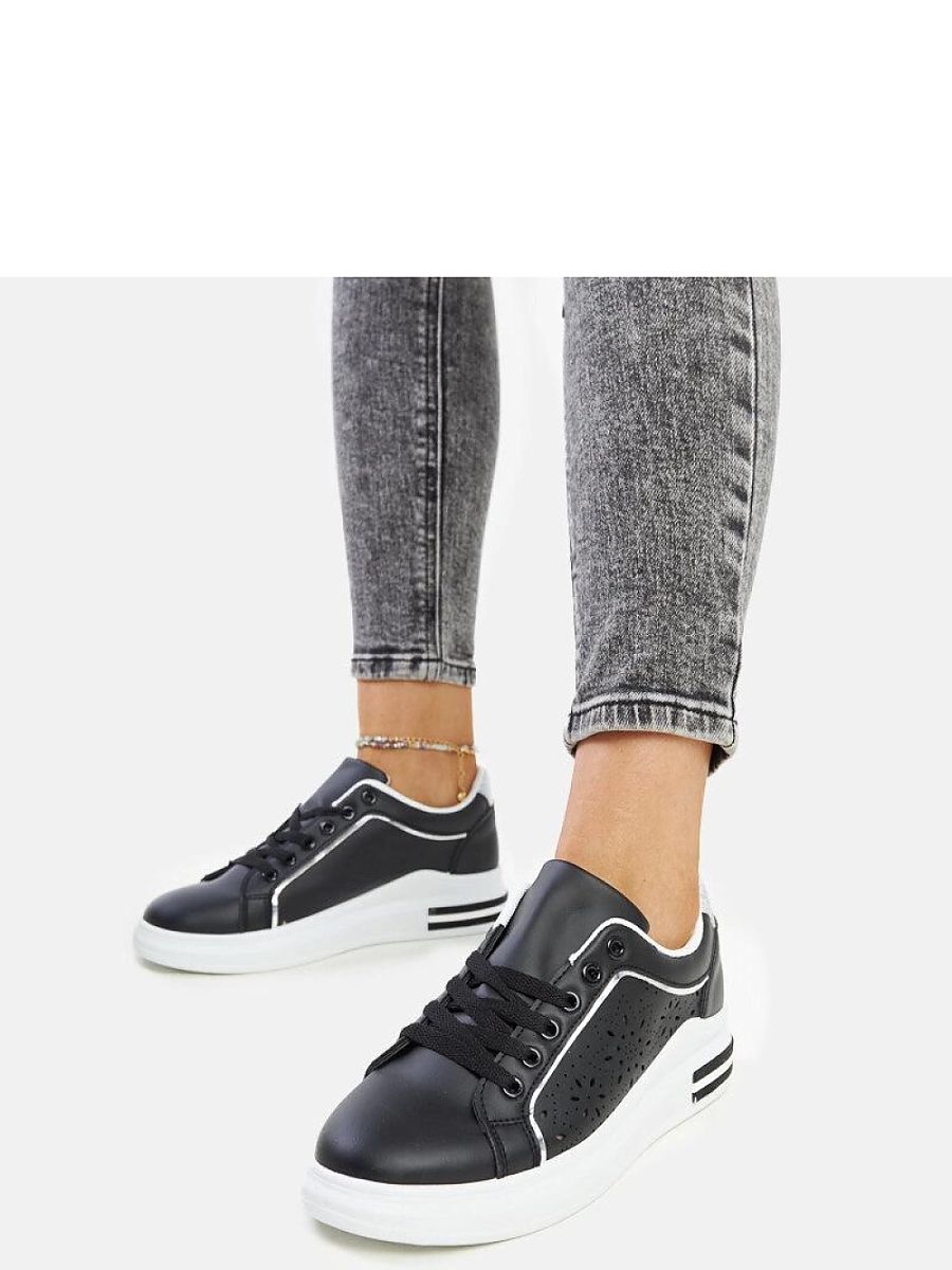 Czarne sneakersy ażurowe z brokatem Zorka - Solea - obrazek 6