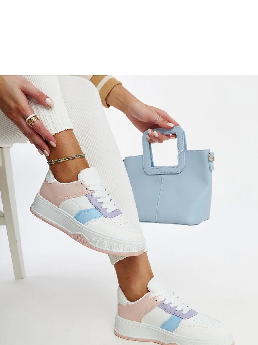 Biało-różowe sneakersy na grubszej podeszwie Rafida - Solea - obrazek 2