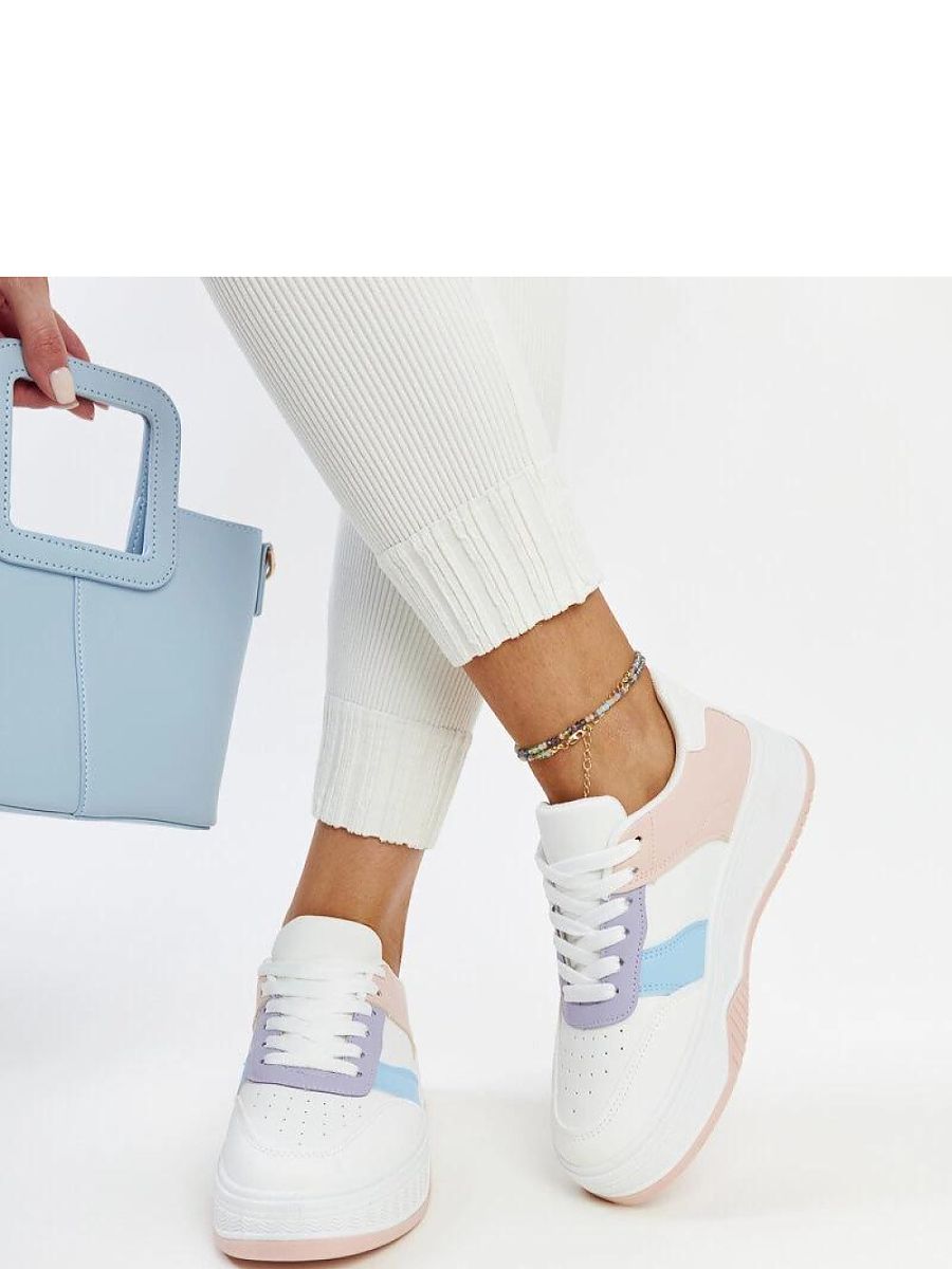 Biało-różowe sneakersy na grubszej podeszwie Rafida - Solea - obrazek 4